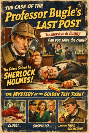 "Professor Bugle's Last Post" vintage movie poster feel for 1920's Murder Mystery Dinner & Weekend Break